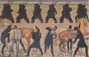 1813年のドイツの学生の自由戦争への出発 作： Ferdinand Hodler